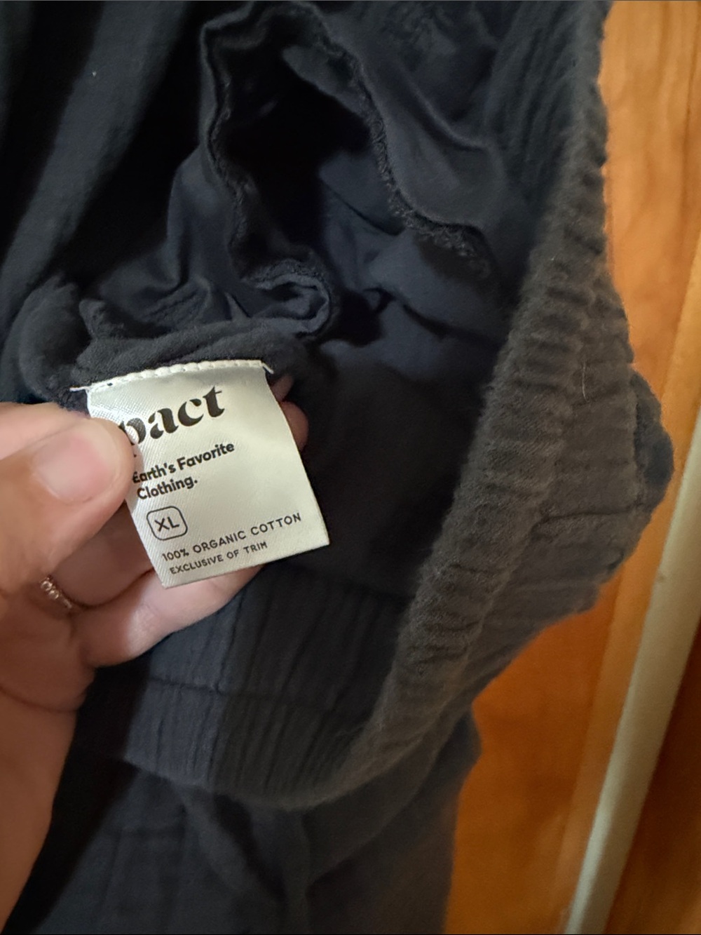 Pact organic coastal double gauze charcoal gray Women's Drawstring Joggers xl - Picture 5 of 6